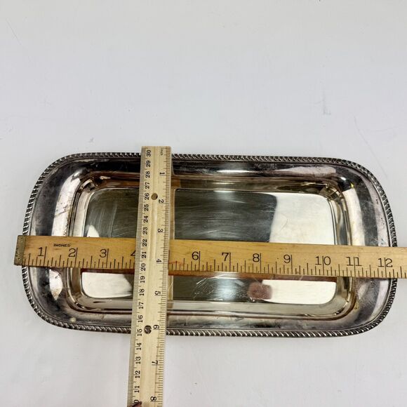 Vintage Poole Silver Plated Serving Trinket Tray Old English Rectangle EPNS 1057 - Picture 5 of 5